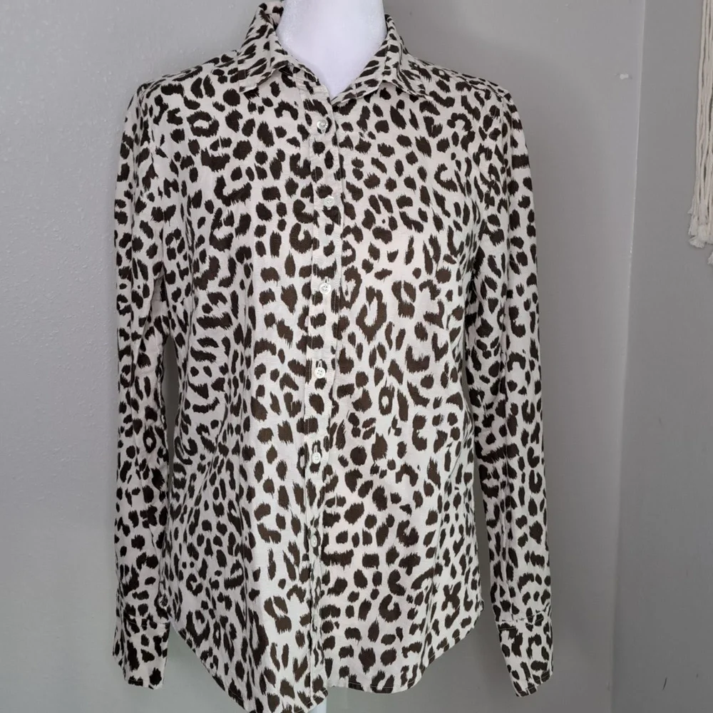 J. Crew Leopard Print Button Down Shirt - Black and White - Picture 8 of 16